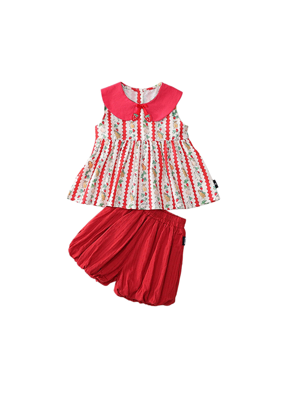 Girls Printed Sleeveless Polyester Two-Piece Set