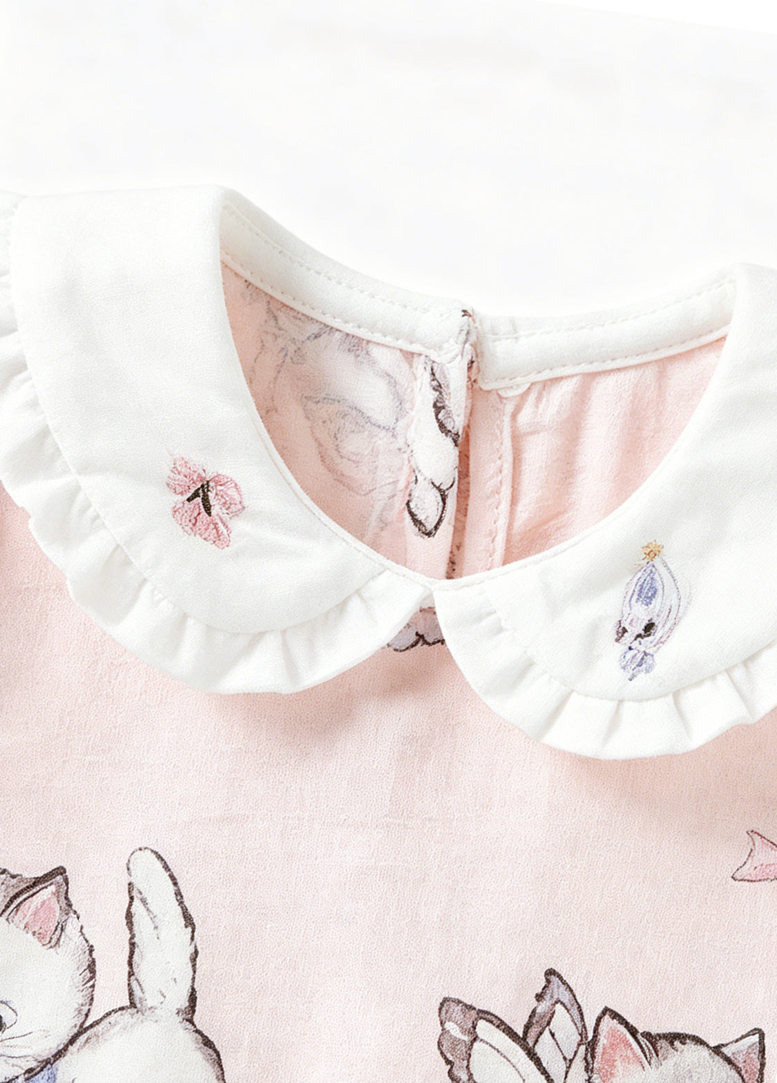 Antibacterial Baby Girl Bamboo Romper | Breathable Summer Cat Print Jumpsuit