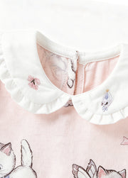 Antibacterial Baby Girl Bamboo Romper | Breathable Summer Cat Print Jumpsuit