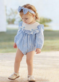 Baby Girls Sweet Ruffle Floral Romper With Hairband