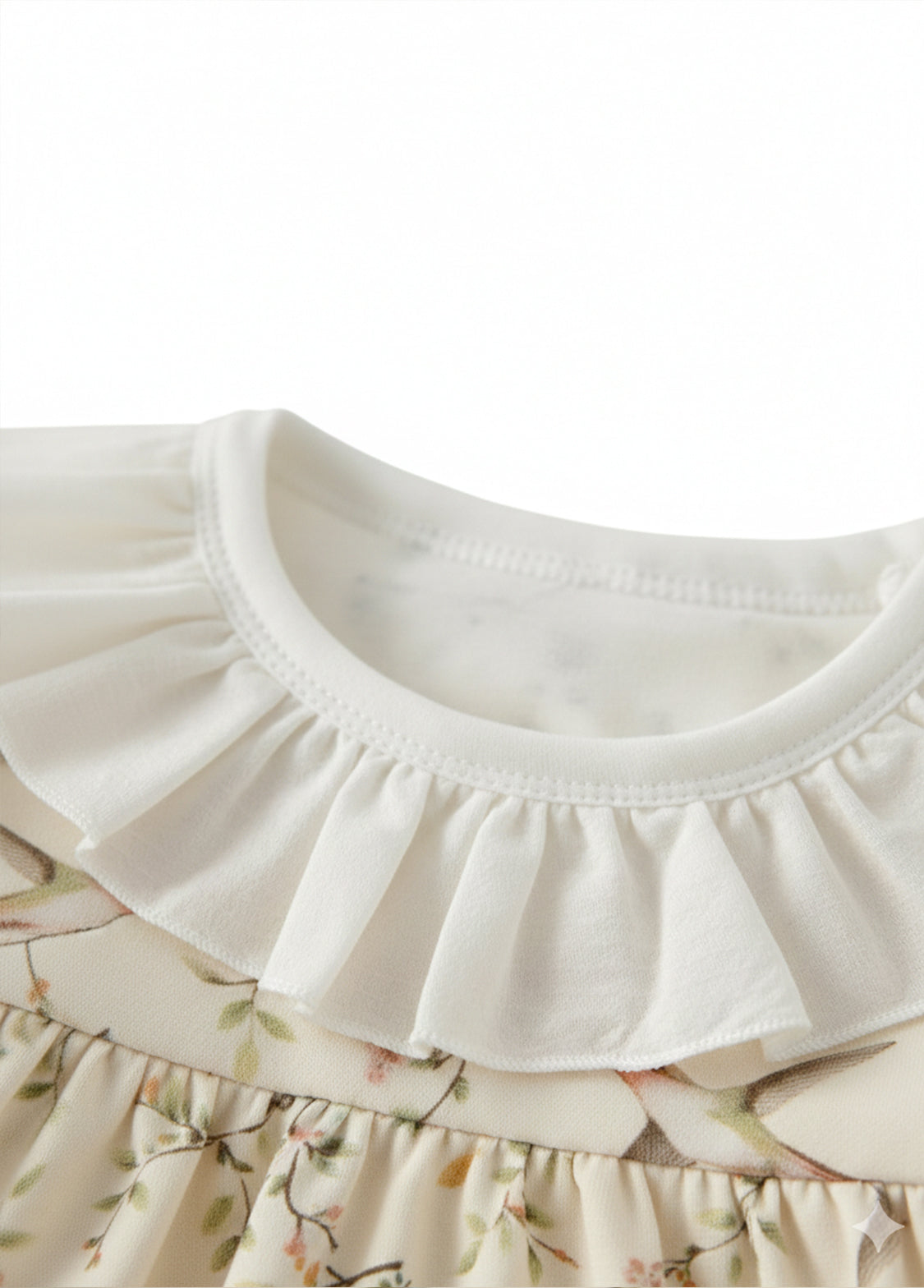 Girl Cute Soft Cotton Floral Animal Print Ruffles Long-sleeved Homewear Set