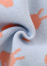 Girls Cute Bunny Jacquard Short-sleeved Sweater And Shorts Set