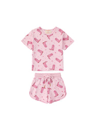 Girls Cotton Print Lounge Shorts Set