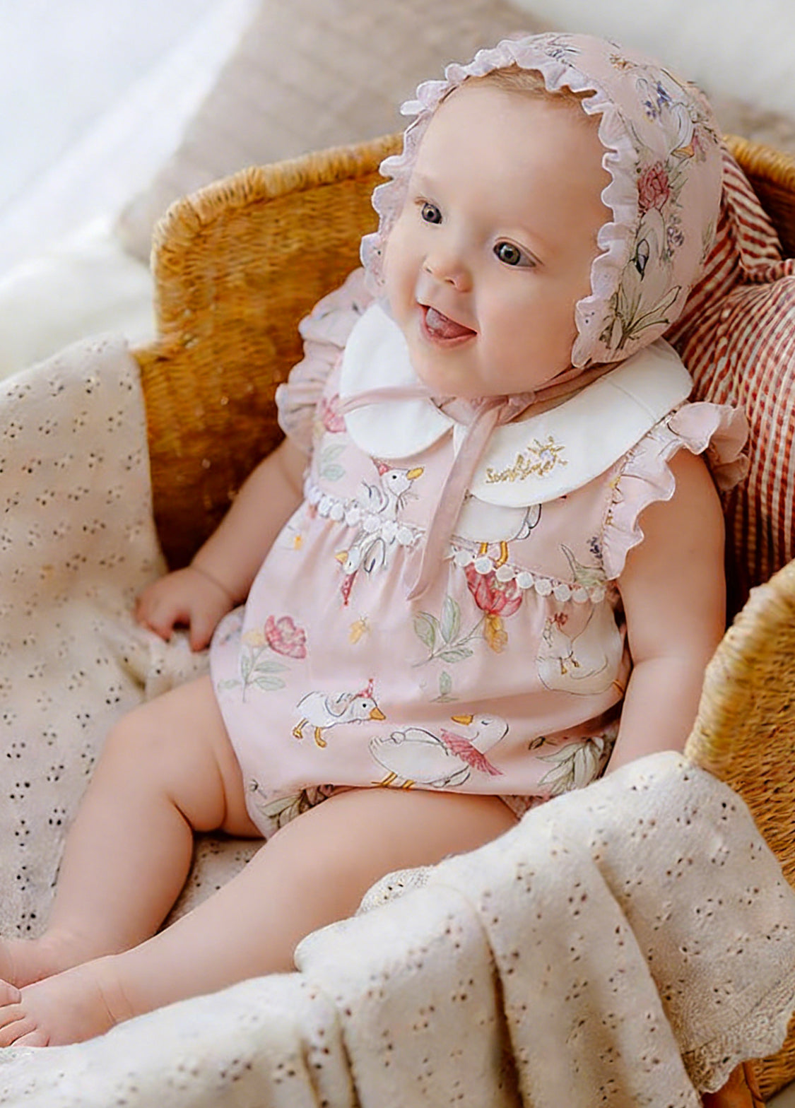 Baby Girl Bamboo Blend Flutter Romper