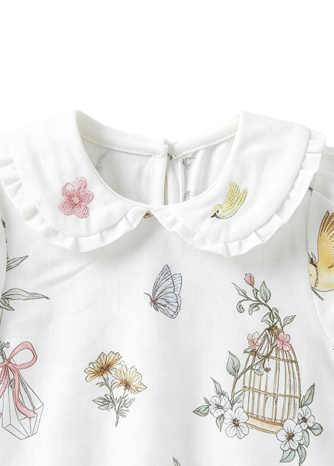 Baby Girl's Summer Antibacterial & Breathable Bamboo Fiber Garden-Themed Short-Sleeve Romper