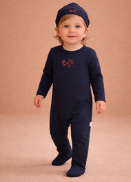 Baby Cotton Footed Romper with Hat