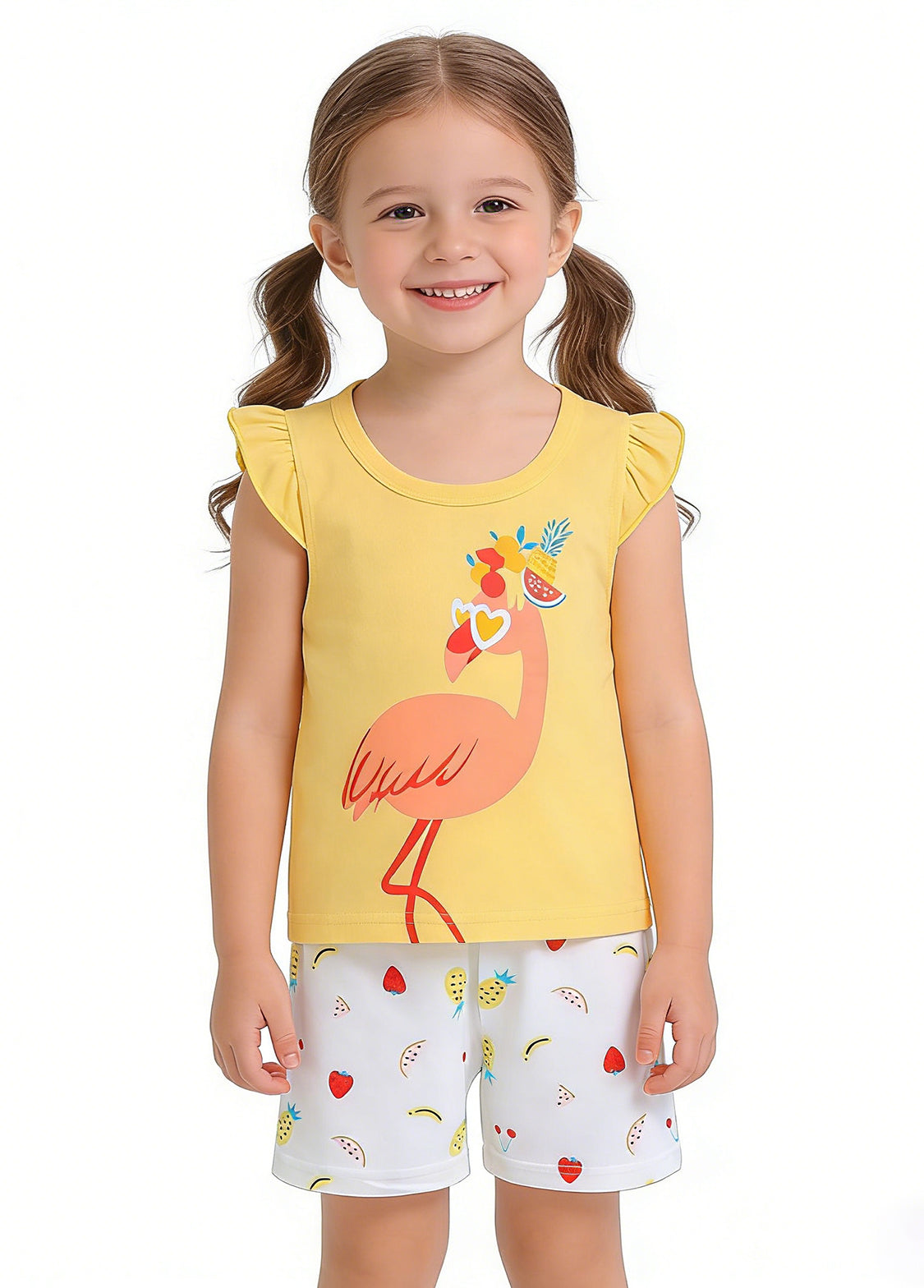 Girls Cartoon Watermelon Cotton Two-Piece Set