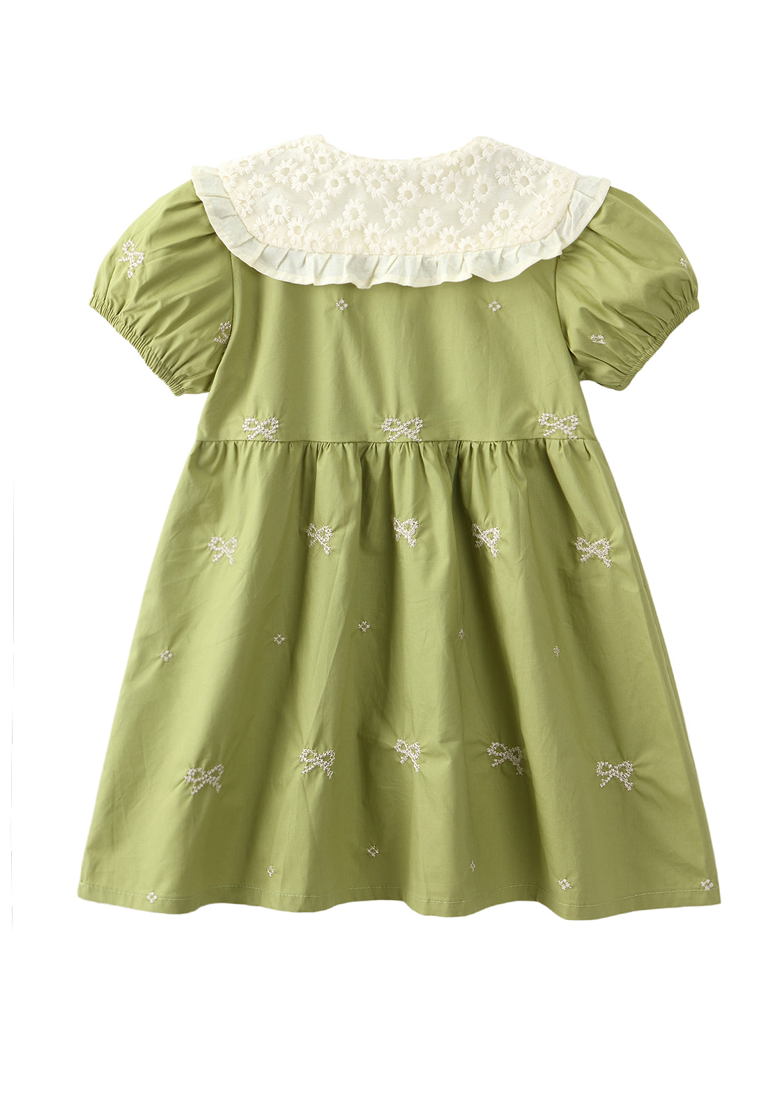 Girls Cotton Embroidered Butterfly Collar Dress