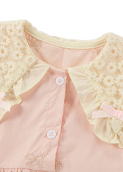 Girls Cotton Embroidered Butterfly Collar Dress