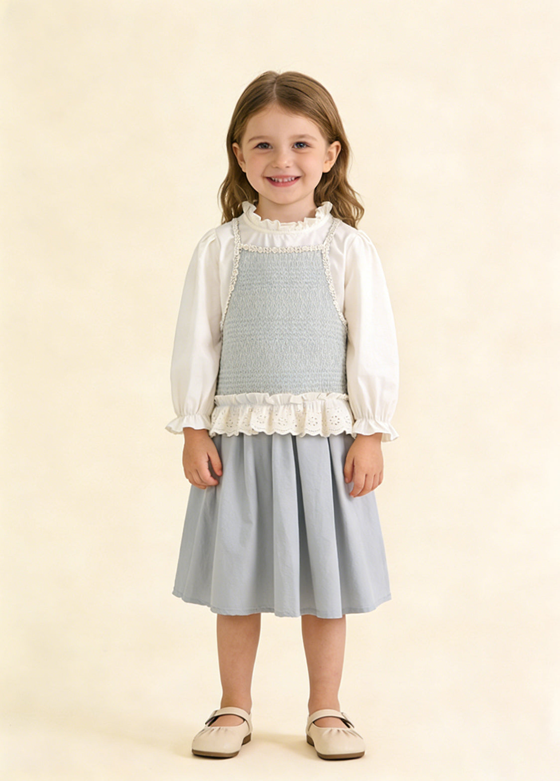 Girls Cotton Two-Piece Skirt Set