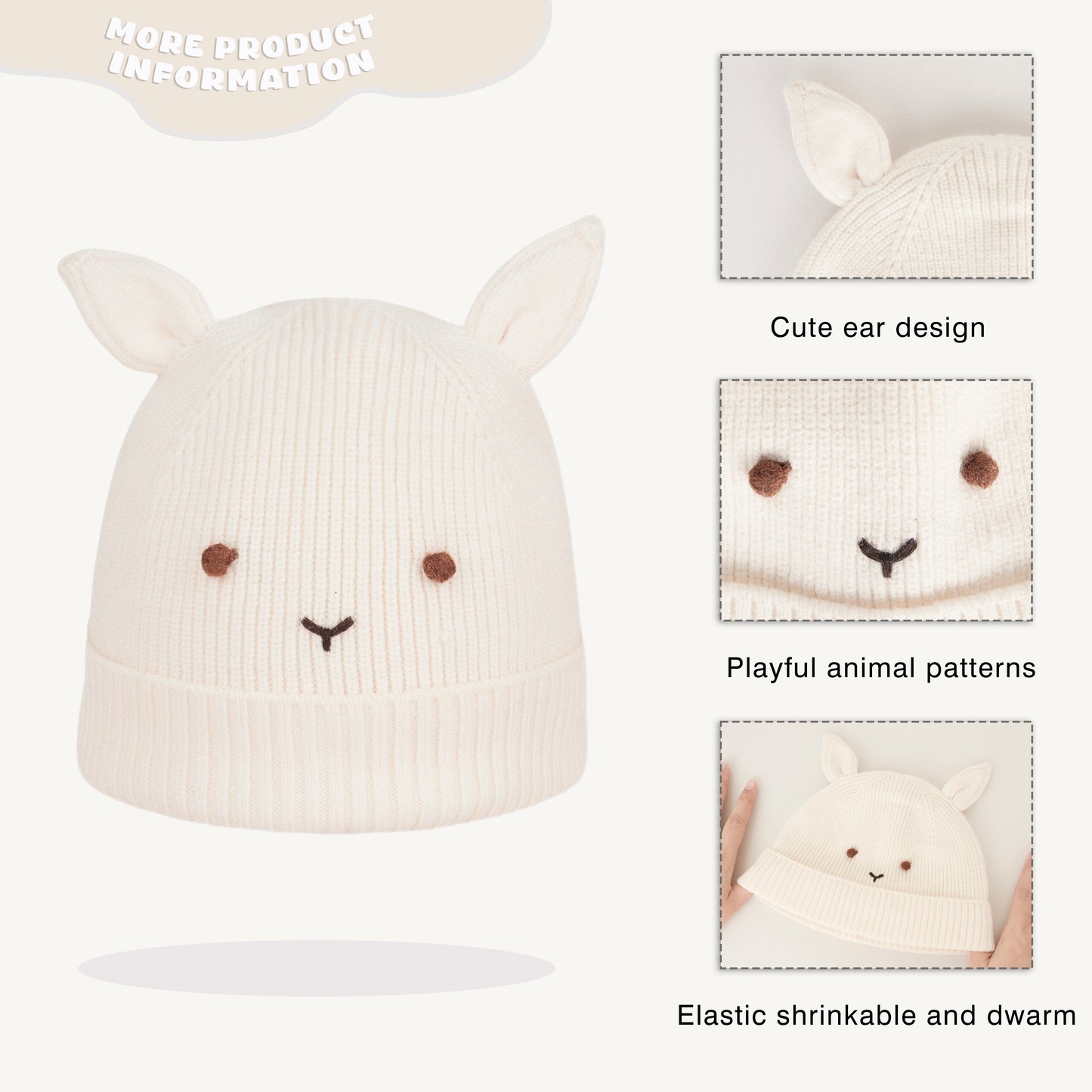 Kids Cute Ears Knit Beanie Hat