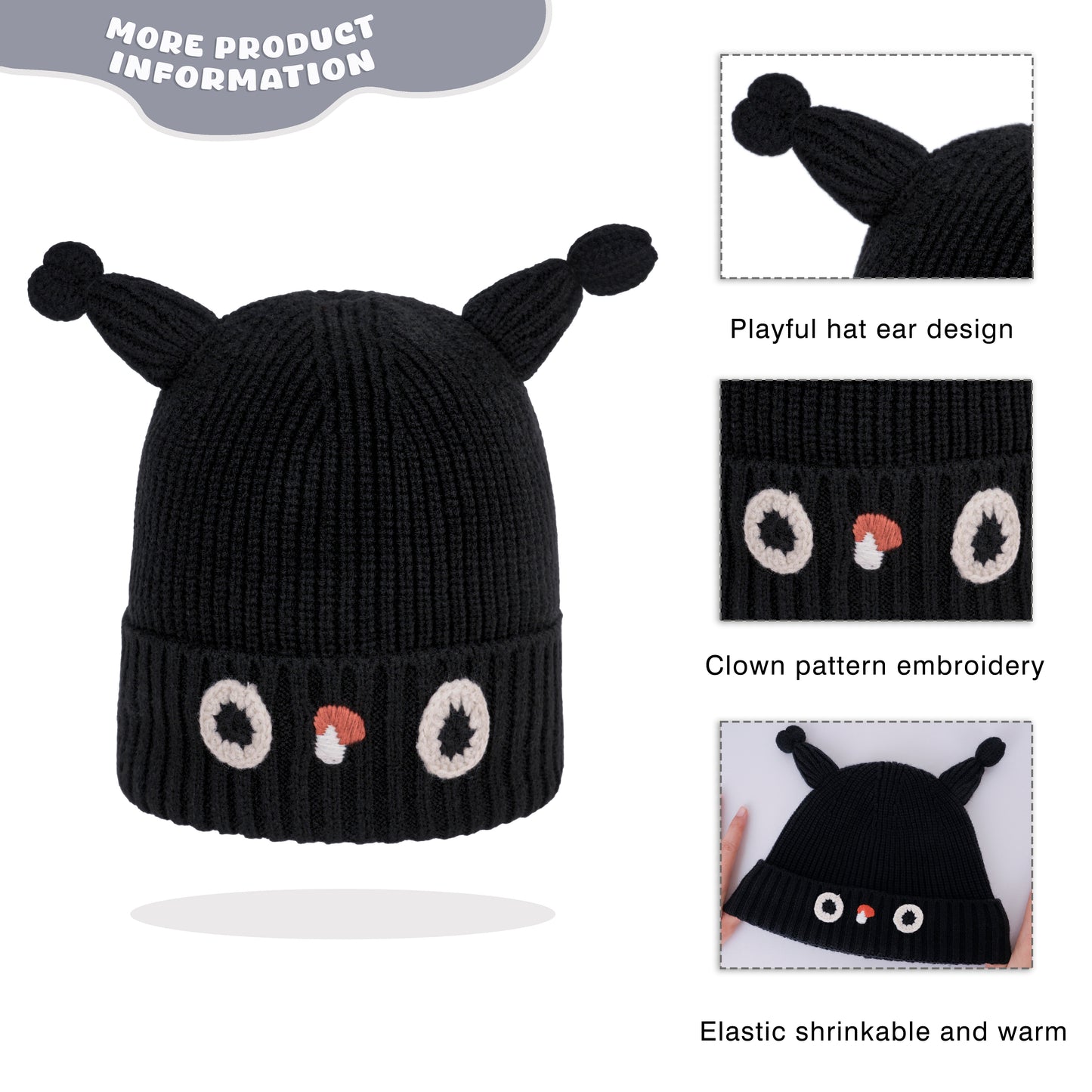 Kids Toddler Winter Warm Cozy Knit Beanies Hats