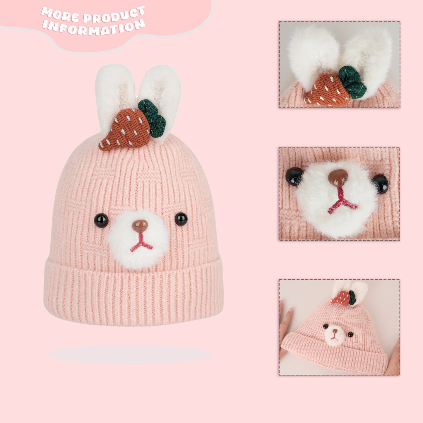 Girl Cute Rabit Knit Beanie Hat