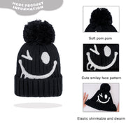 Smiley Pom Knit Beanie