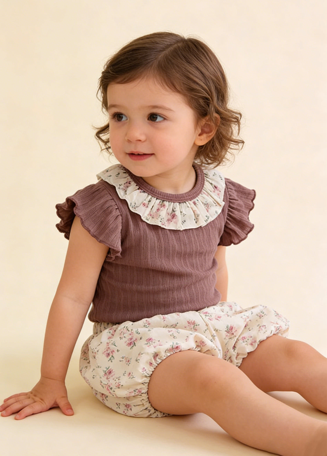 Baby Girls Cute Ruffled Short-Sleeve T-Shirt And Lantern Pants Set
