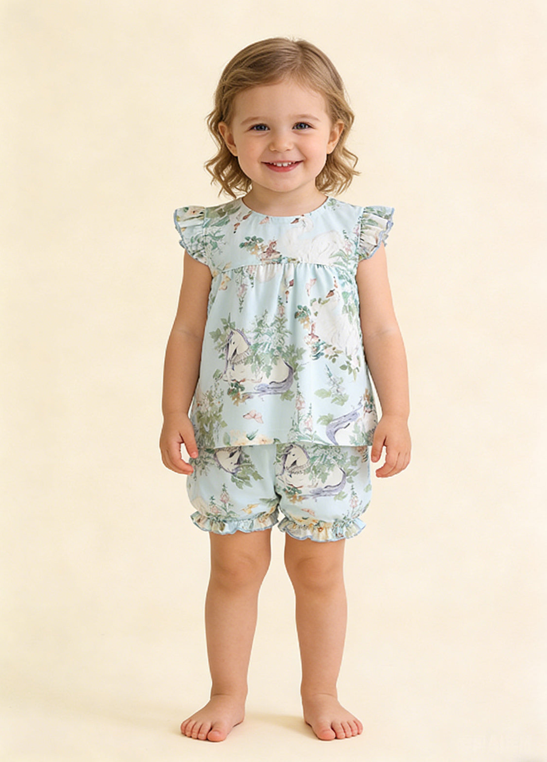 Baby Bamboo-Blend Printed Top & Shorts Set