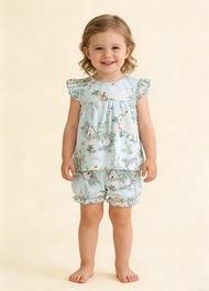 Baby Bamboo-Blend Printed Top & Shorts Set
