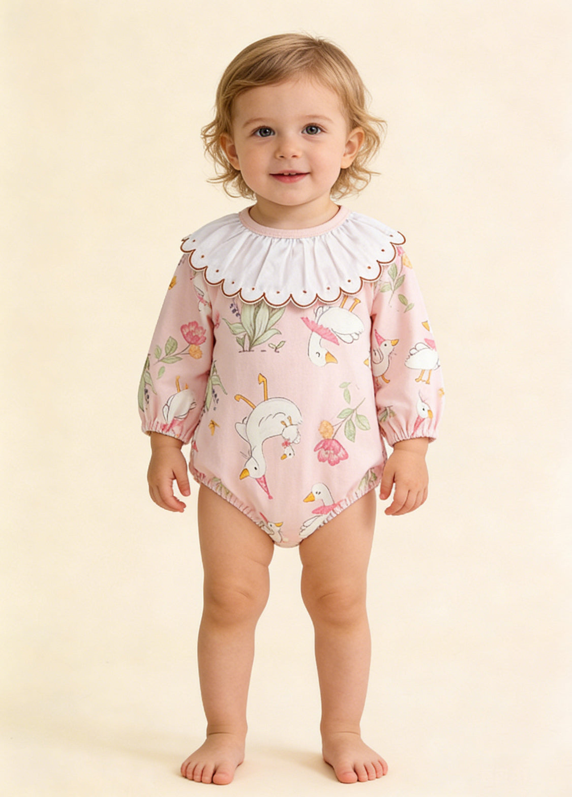 Baby Bamboo-Blend Ruffle Collar Romper