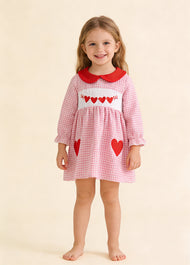 Girl Cute Letters Embroidered Dollar Collar  Dress