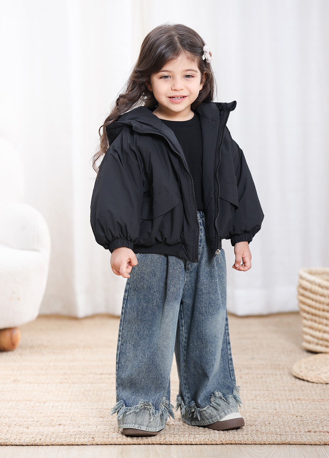 Girls Hooded Puffer Jacket with Ears