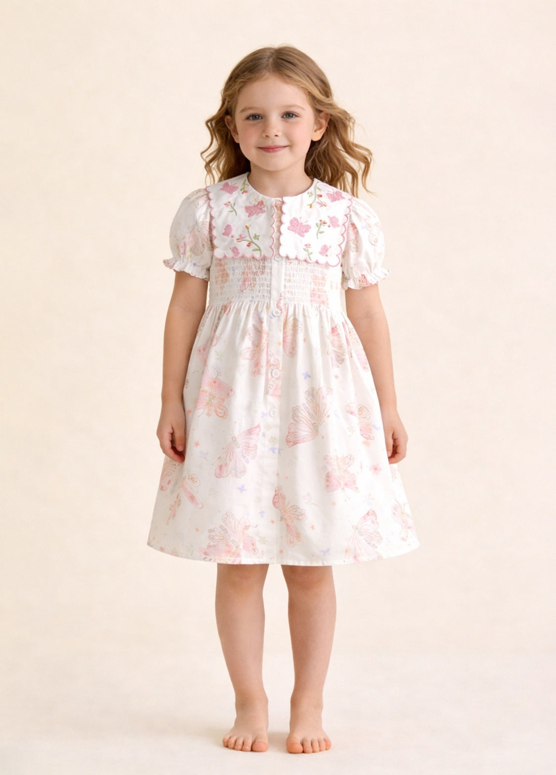 Girls Butterfly Print Cotton Dress
