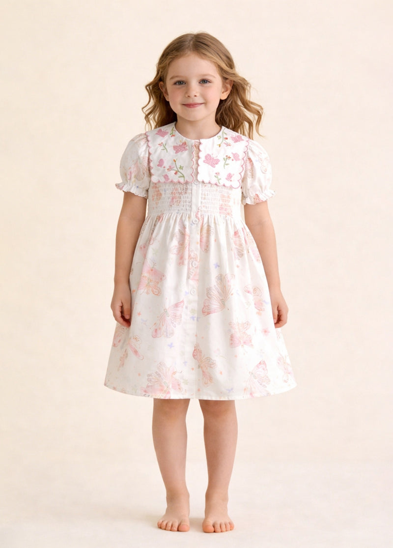 Girls Butterfly Print Cotton Dress