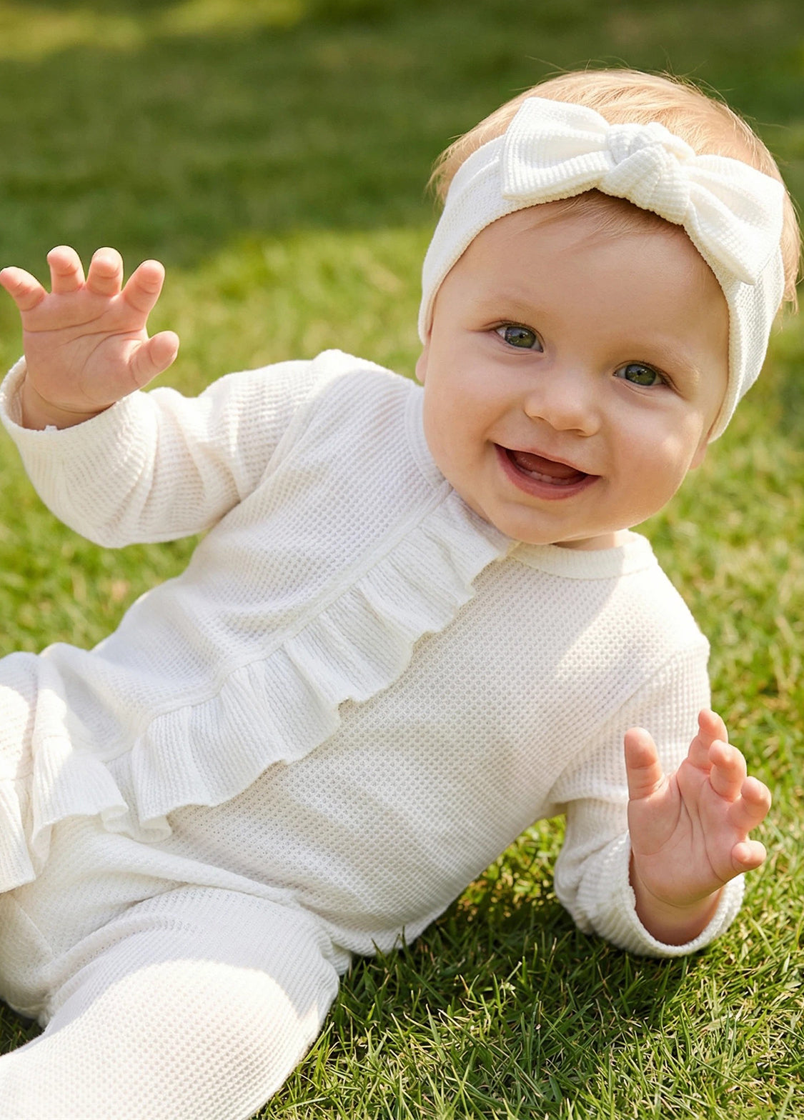 Baby Girl  Cute Ruffled Romper With Headband