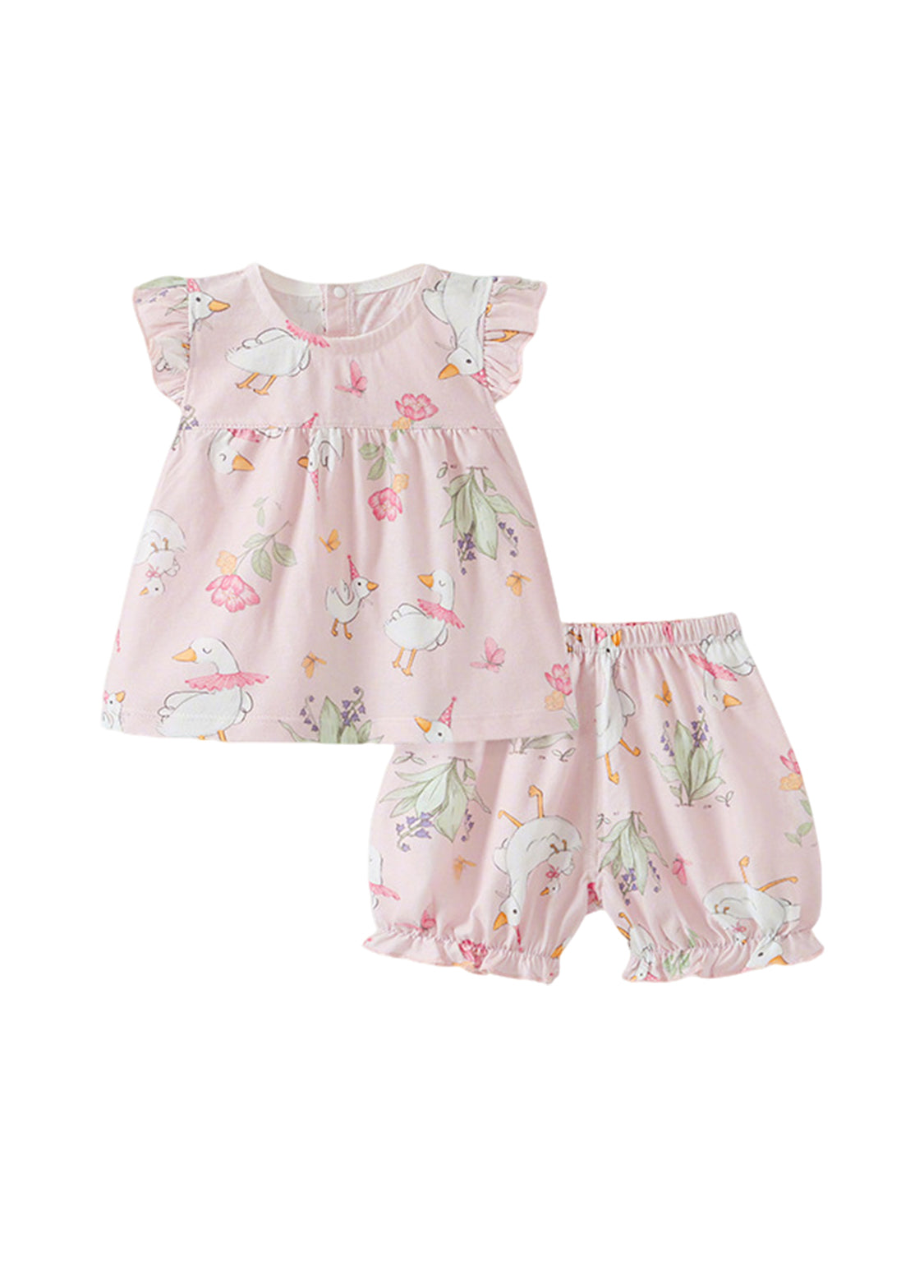 Baby Bamboo-Blend Printed Top & Shorts Set
