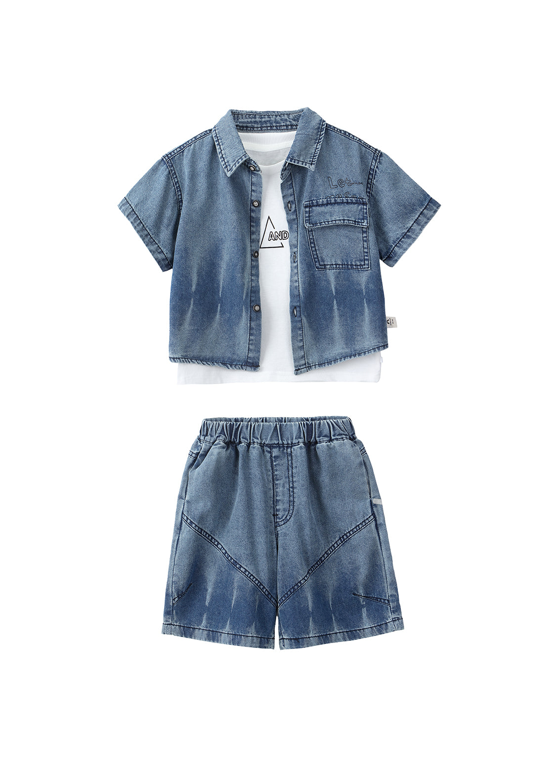 Boys Denim & Cotton Three-Piece Set