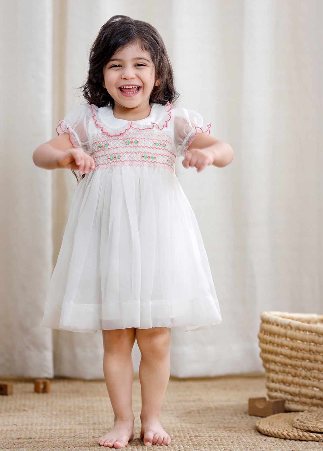 3-piece Baby Girls Sweet Embroidered Dollar Collar Chiffon Princess Dress