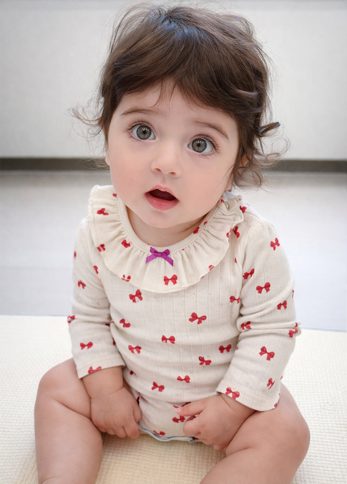 Baby Bow Print Cotton Bodysuit