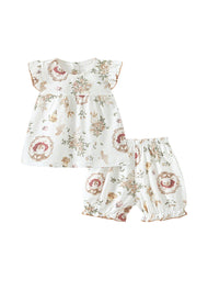Baby Bamboo-Blend Printed Top & Shorts Set