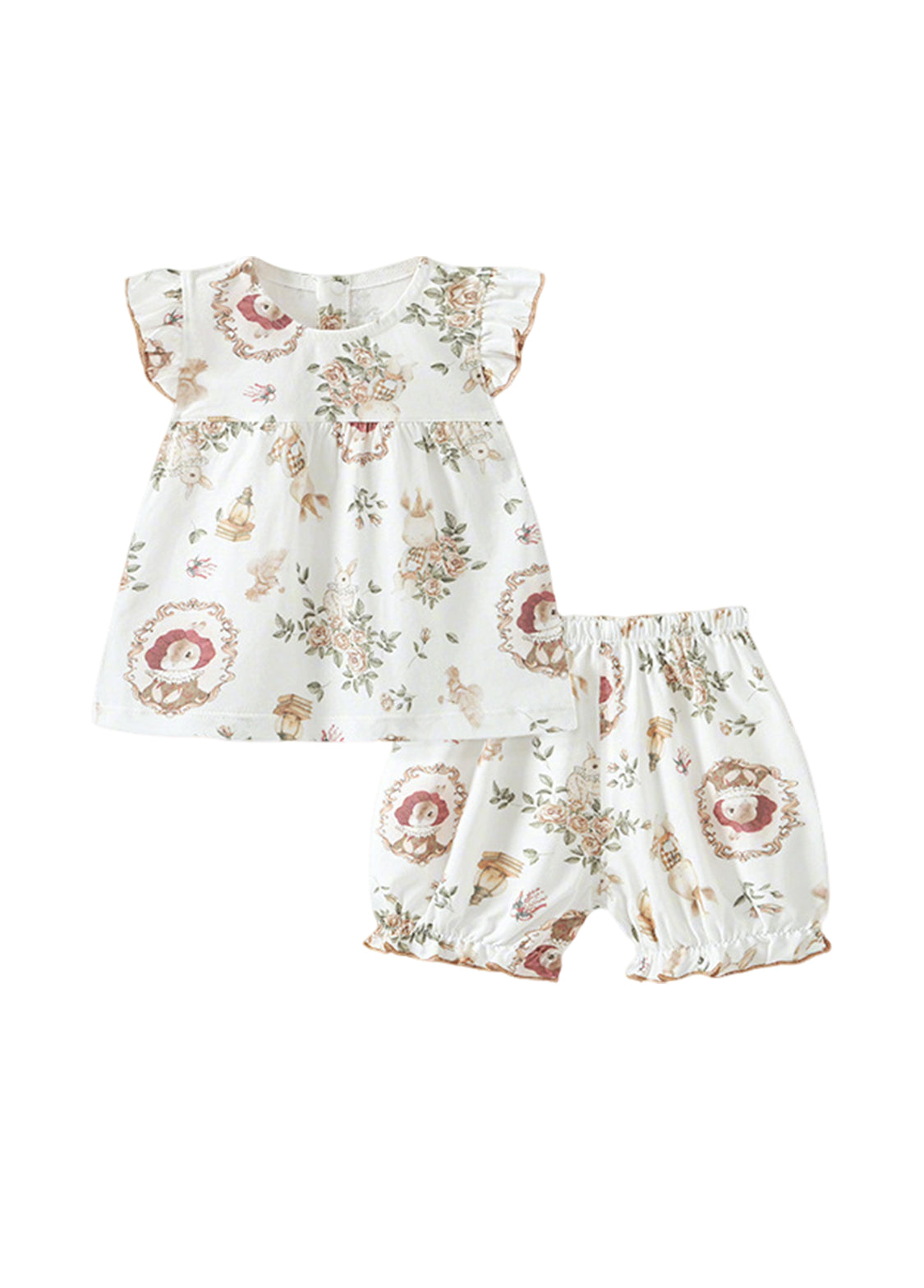 Baby Bamboo-Blend Printed Top & Shorts Set