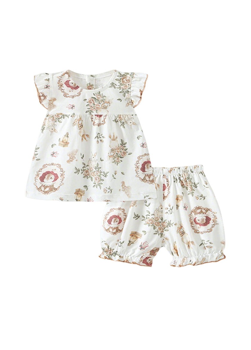 Baby Bamboo-Blend Printed Top & Shorts Set