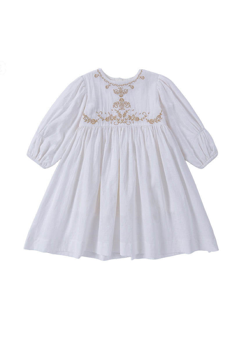 Girls Elegant Embroidered Long-sleeved Princess Dress