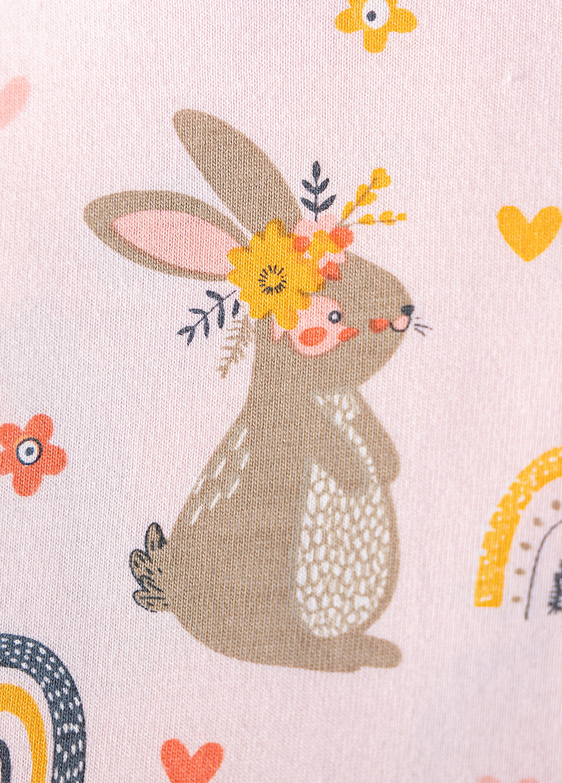 Girls Cute Rainbow Cartoon Print Puff Sleeve Dress