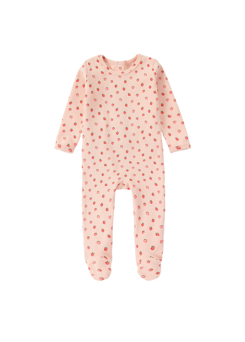 Baby Strawberry Print Ribbed One-Piece