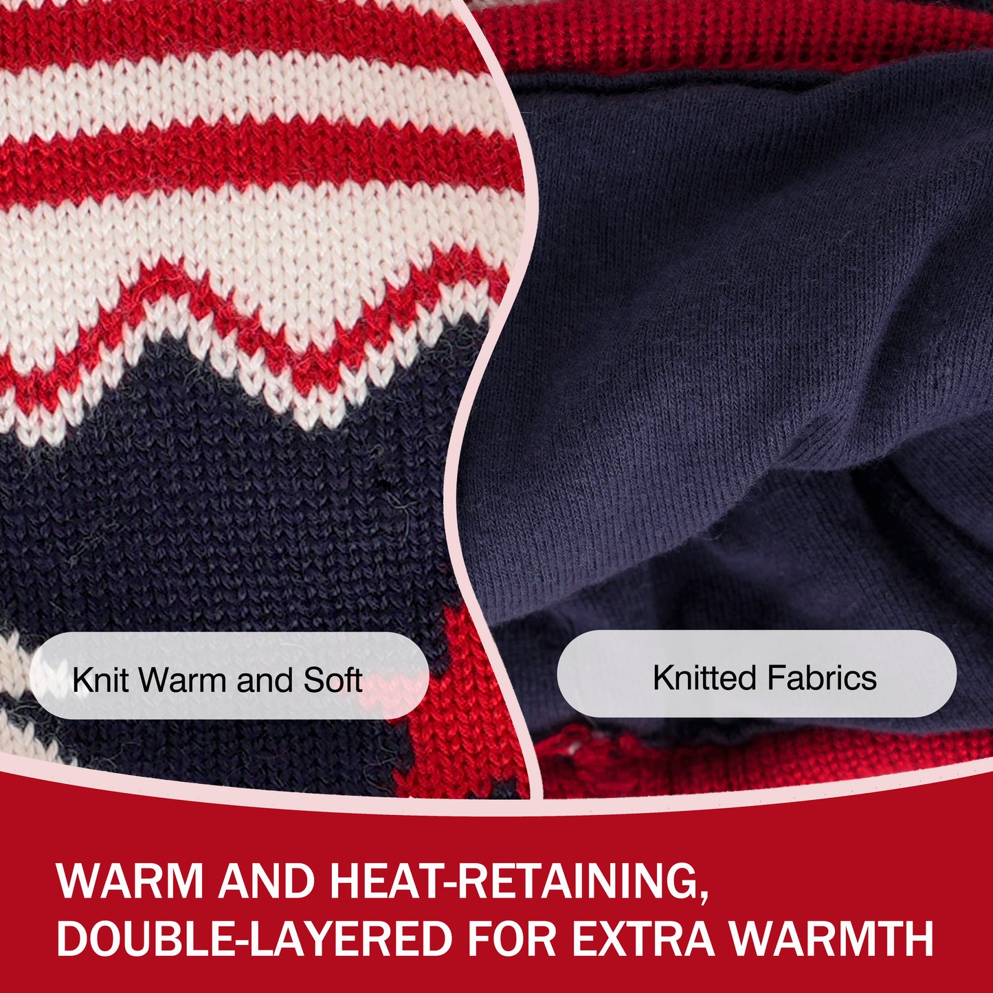 Kids Pom Pom Deer Christmas Beanie Hat