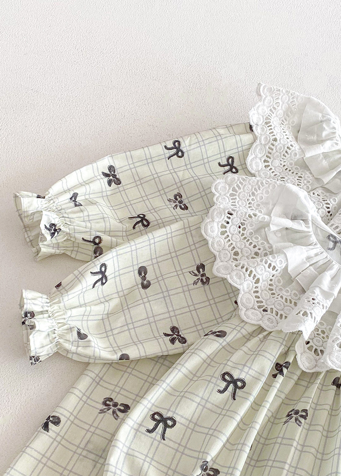 Baby Girls Pastoral Style Bowknot Romper With Hairband