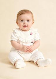 Baby Girl's Breathable Bamboo Fiber Short-Sleeve Romper (Two Styles Available; Includes Matching Bib)