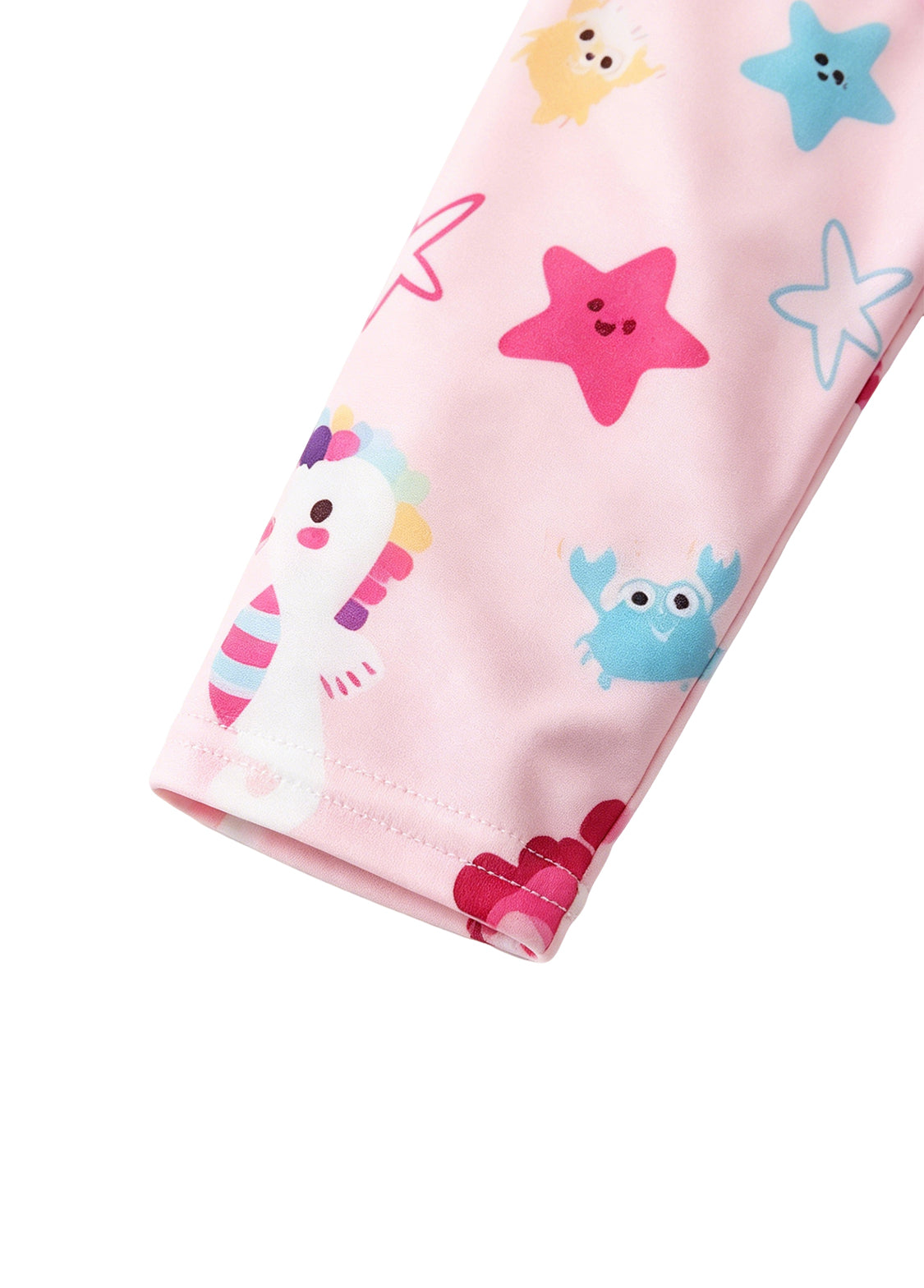 Girls' Long-Sleeve Swimsuit: Underwater Cartoon Patterned Bodysuit / One-Piece Swimwear