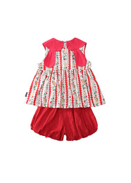 Girls Printed Sleeveless Polyester Two-Piece Set