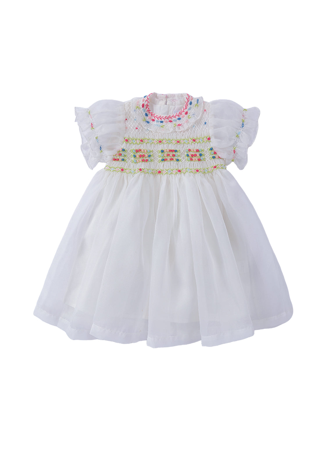 Girls Sweet Embroidered Round Neck Chiffon Princess Dress