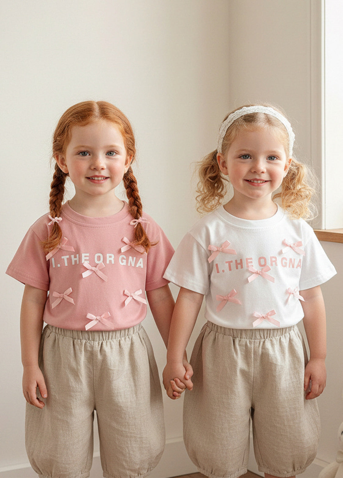 Girls Bow Cotton T-Shirt