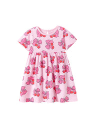 Girls Sweet Bow-print Short-sleeved Dress