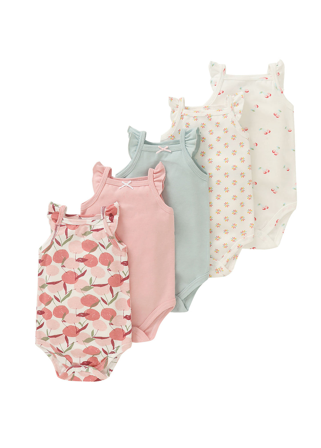 Baby Girls Cotton Floral Strap Bodysuit 5-Pack (0–1Y)