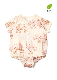 Baby Boy's Bamboo Fiber Short-Sleeve Romper — Elephant Design