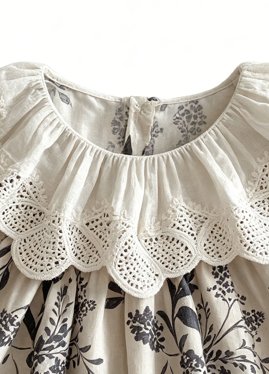 Girls Sweet Floral Dollar Collar Dress With Headband