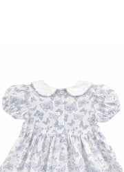 Girl Sweet Butterfly Print Puff Sleeve Dress