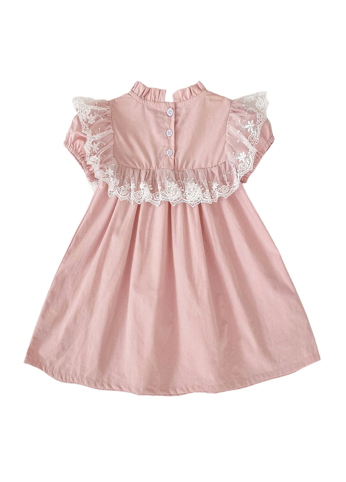 Girls Sweet Retro Floral Embroidered Lace Dress